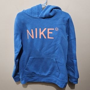 Nike Boys Kids Youth Blue Spell Out Cotton Blend Pocket Hoodie Sweatshirt LG 7